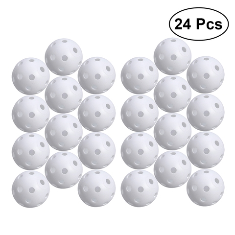 Balles de jeu en plastique perforées, 24 pièces, creuses, pour l'entraînement et la pratique du Golf, blanches ► Photo 1/6