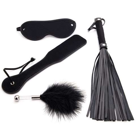 BLACKWOLF 4 pièces ensemble de Bondage esclave jouets pour adultes Kits BDSM masque pour les yeux fouet Paddle Plug Anal jeux de sexe jouets sexuels érotiques pour les Couples de femmes ► Photo 1/6