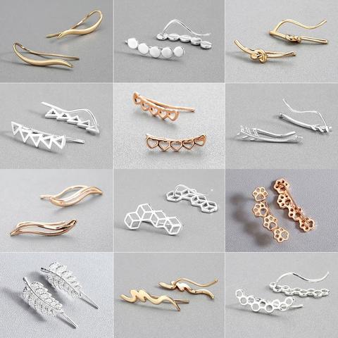 Boucles d'oreilles à la mode feuille oreille grimpeur rond coeur flèche boucles d'oreilles pour les femmes bijoux de tous les jours Boho chat patte noeud oreille manchette Piercing ► Photo 1/6