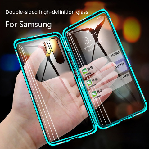 360 pleine Protection Magnétique Pour Samsung S10 S20 S9 S8 Plus A71 A70 A51 A50 A20 Note 10 20 9 8 Plus Ultra Lite Double Verre ► Photo 1/6