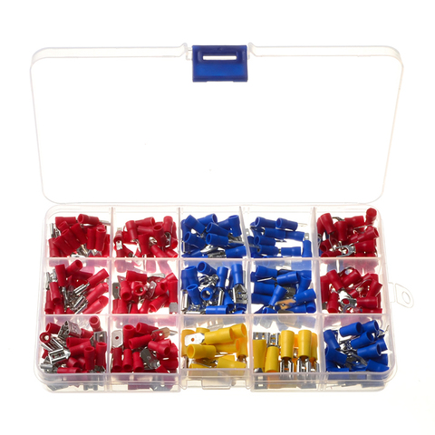 280 Pcs Assorties Isolé Spade À Sertir Terminal Butt Fil Électrique Connecteur Froid-Pression Bornes Ensemble Rouge Bleu Jaune ► Photo 1/6