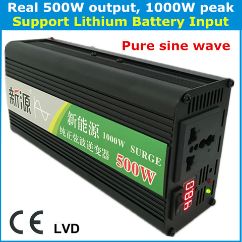 Onduleur à onde sinusoïdale Pure 500W, sortie 1000W, puissance de crête dc 36v 72v à ac 110v 60hz, batterie au Lithium, pour voiture solaire ► Photo 1/6