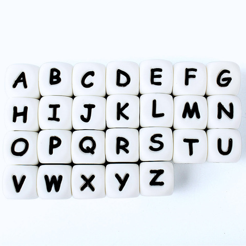 Maintien et croissance en Silicone 10 pièces 12MM | Perles pour dentition de bébé, perles en lettres de l'alphabet anglais sans BPA, cadeaux de réception-cadeaux pour bébé ► Photo 1/6