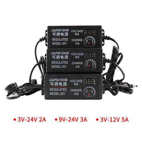 Alimentation réglable 3V 9V 12V 24V, transformateur réglable 220V adaptateur universel chargeur AC DC 220V à 12V écran d'affichage ► Photo 1/6