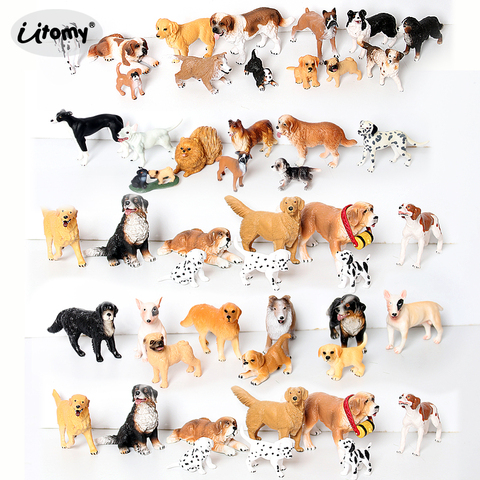 Ensemble de jouets, figurines de Simulation pour Saint Bernard, le grand Dane bernois, Boxer,Bull Terrier chien, modèle animal familial, pour enfants ► Photo 1/6