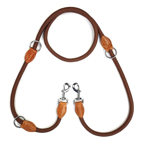 Double laisse pour chien, collier en chaîne, en Nylon, réglable, longue et courte, accessoire d'entraînement pour chien ► Photo 1/6