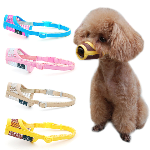 Muselière pour chien chiot petit moyen grand chien similicuir filet en Nylon muselière pour animaux de compagnie ► Photo 1/6