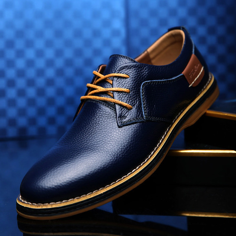 Hommes chaussures habillées en cuir véritable homme Oxford chaussures à lacets hommes mocassins décontracté confortable mode bureau chaussures mocassins mâle ► Photo 1/6