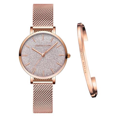 Montres en maille d'acier inoxydable haut de gamme flambant neuf luxe japon mouvement à Quartz or Rose concepteur élégant Style montres pour les femmes ► Photo 1/6