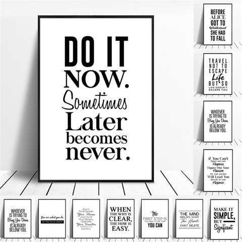 Toile affiche citation énergie Positive Phrases mots de motivation noir et blanc minimaliste mur Art décor décoration de la maison ► Photo 1/6