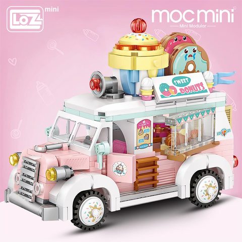 LOZ – Mini chariot à fruits et desserts, pilote de camion à nourriture, blocs de construction en plastique, jouet pour enfants, modèle d'architecture de bricolage ► Photo 1/5