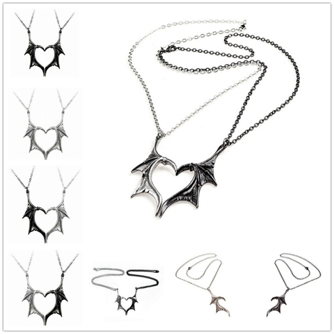 Collier à ailes de chauve-souris Punk, ensemble de 2 pièces, pendentifs pour Couples, bijoux à la mode ► Photo 1/6