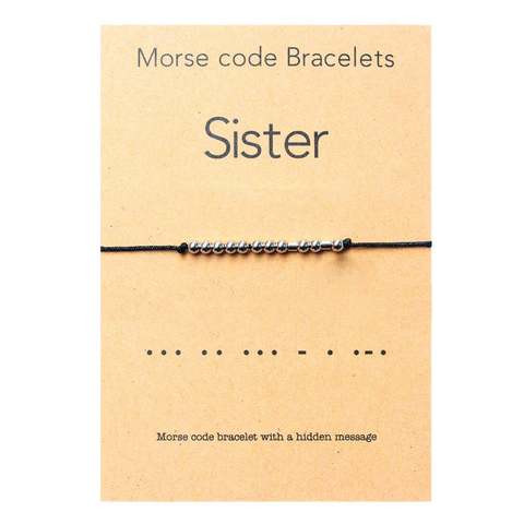 Soeur Morse Code Bracelet en acier inoxydable perles sur cordon de soie, toujours ma soeur, pour toujours mon ami-idée d'anniversaire soeur parfaite ► Photo 1/2