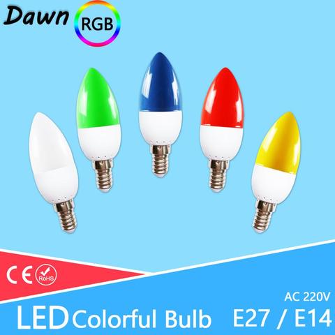 Led ampoule E27 E14 3W G45 C35 RGB Led bougie lampe à LED coloré SMD 2835 AC 220V 240V lampe de poche Globe ampoules décor à la maison pour h ► Photo 1/6