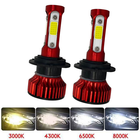 Muxall – phare de voiture, H7 H4 H11 H13 9012 9007 9005 9006 LED 80W 16000LM 4 puces latérales, ampoule de voiture 6000K LED antibrouillard ► Photo 1/6