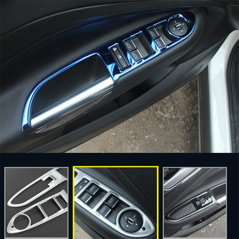 4 pièces/ensemble accessoires de voiture en acier inoxydable porte intérieure accoudoir poignée panneau décoration autocollant pour Ford ESCAPE KUGA 2013-2022 ► Photo 1/6