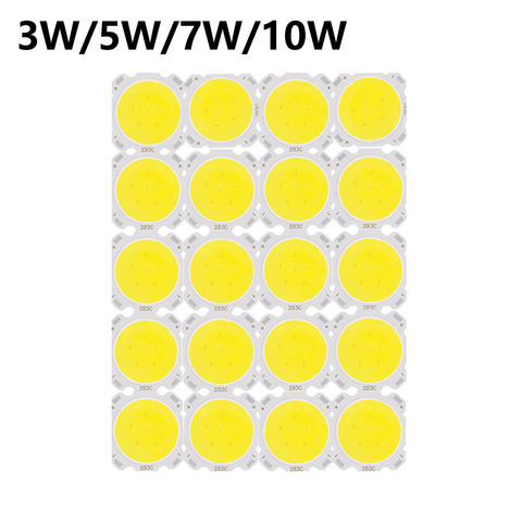 20 pièces 3W 5W 7W 10W LED Source puce haute puissance LED COB ampoule 28MM lampe projecteur vers le bas lampes blanc chaud ► Photo 1/6