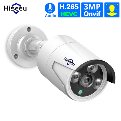 Hiseeu 1536P POE caméra IP ONVIF H.265 enregistrement Audio caméra de vidéosurveillance 3.0MP étanche IP66 extérieur sécurité à la maison Surveillance vidéo ► Photo 1/6