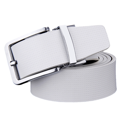 Ceinture de luxe en cuir véritable blanc pour homme, avec boucle ardillon, pour pantalon ► Photo 1/6