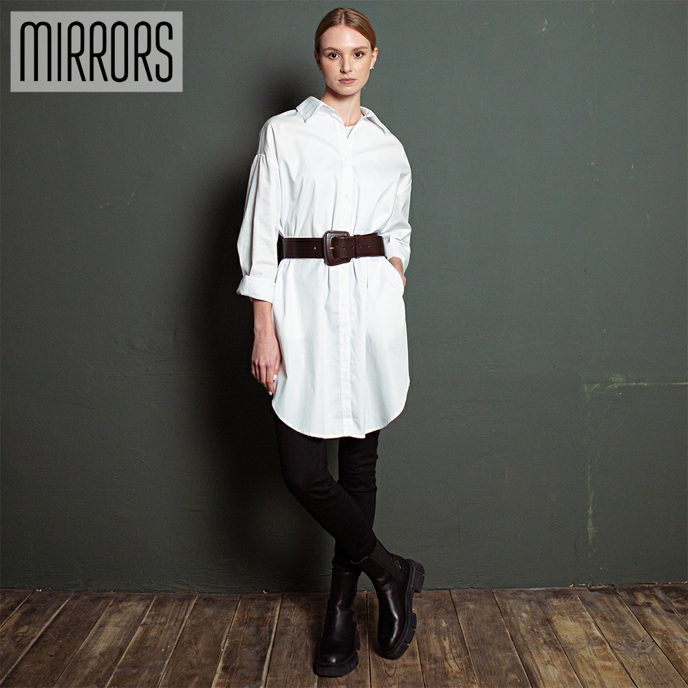 Robe-chemise mode coton femmes surdimensionné mirrorstore 51-29/1 blanc ► Photo 1/6