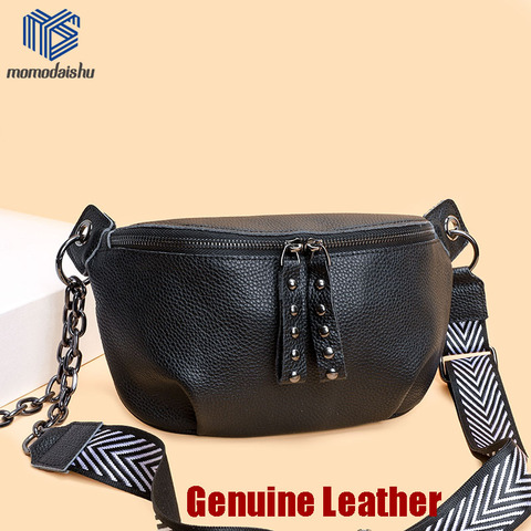 Cuir véritable femmes lune poitrine sac femme large bandoulière doux petites filles sacs à bandoulière messager en cuir sacs à bandoulière ► Photo 1/6