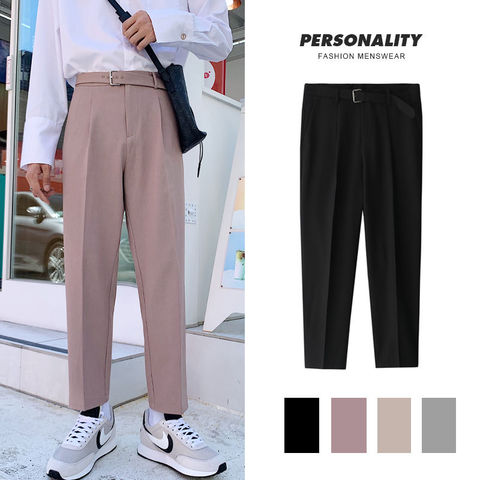 Pantalon droit Style coréen pour homme, mode, couleur unie, Business tenue décontractée, Streetwear sauvage, costume ample ► Photo 1/6