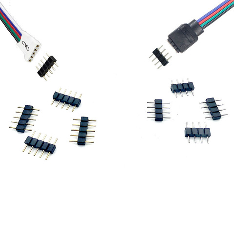 100pc 4 broches RGB/5PIN RGBW connecteur adaptateur broche aiguille mâle type double pour RGB/RGBW 5050 3528 LED rampe d'éclairage à LED accessoires ► Photo 1/5