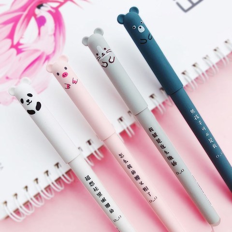 1 + 10 pièces/ensemble mignon Panda magique effaçable Gel stylo 0.35mm bleu noir encre recharges tige école écriture papeterie Gel encre stylo ► Photo 1/6