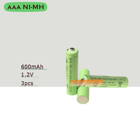 3psc/lot 1.2 v 600 mah AAA télécommande jouet rechargeable NI-MH rechargeable batterie AAA 1.2 V 600 mAH livraison gratuite ► Photo 1/6