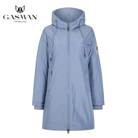 GASMAN – veste longue à capuche pour femme, manteau en coton résistant, coupe-vent, parka, marque de mode, bleu chaud, automne ► Photo 1/6