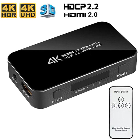 Nouveau 4K HDMI 2.0 commutateur séparateur 4 en 1 sortie 4K 60Hz HDR hdmi commutateur HDCP 2.2 télécommande pour PS4 pro DVD,Xbox ► Photo 1/6