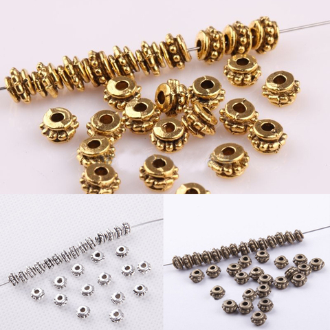 Perles métalliques espacées amples pour la fabrication de bijoux, colliers 150, Bracelet à bricoler soi-même pièces, couleur argent, or et Bronze, vente en gros, 5x3mm ► Photo 1/4