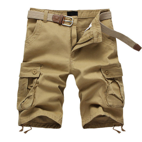 Short Baggy à poches multiples pour homme, pantalon court kaki, en coton, style Cargo militaire, sans ceinture, taille 29 à 44, été 2022 ► Photo 1/6