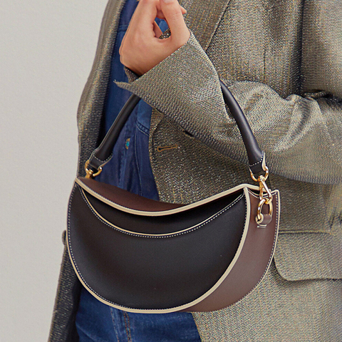 Torebki Damskie – sac à main Vintage demi-lune en cuir, célèbre marque de luxe, sac à bandoulière à large sangle, sacs à épaule pour femmes, 2022 ► Photo 1/6