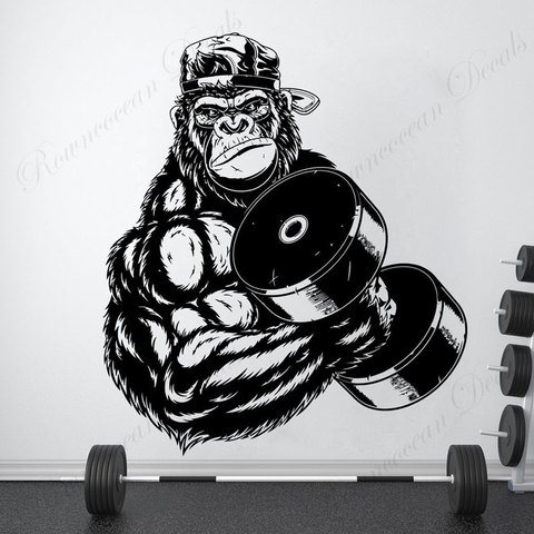 Gorilla-autocollants muraux amovibles pour gymnastique, Fitness, décoration intérieure en vinyle, montrant la forte résistance, pour la maison, 4663 ► Photo 1/4