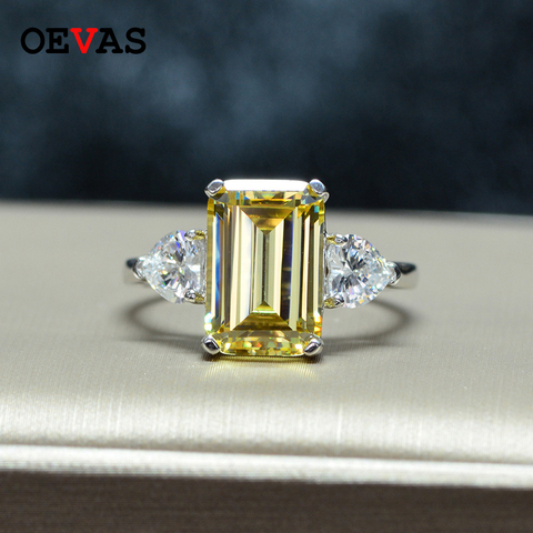 OEVAS-bague de mariage en Zircon, 7 Carats, diamant haute teneur en carbone, bijou de fête, qualité supérieure, en argent Sterling 100% 925, pour femmes ► Photo 1/6