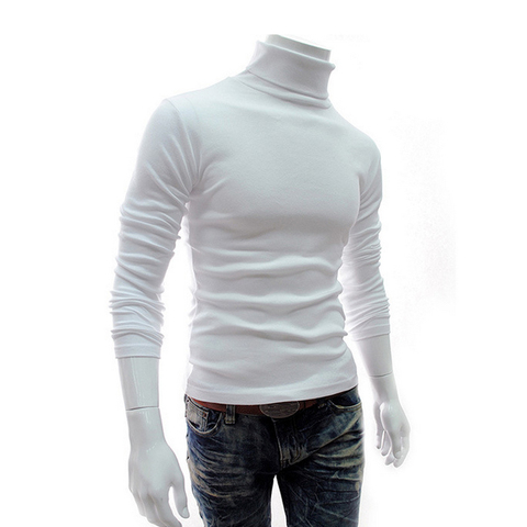 Pull à col roulé en coton tricoté pour homme, vêtement masculin blanc, XXXL 50, hiver 2022 ► Photo 1/6