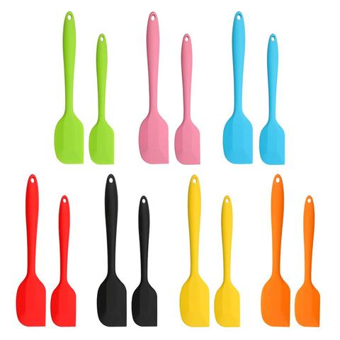 Spatule en Silicone résistant à la chaleur, grattoir de cuisson, crème, gâteau polisseur lisse, outil de décoration de gâteaux, mélangeur de beurre 2 pièces/paquet ► Photo 1/6