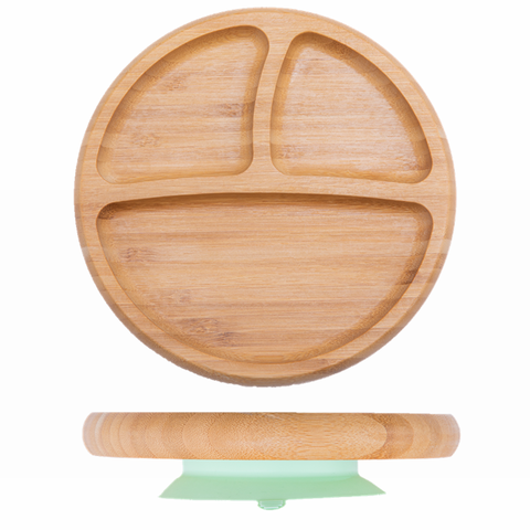 Bébé assiette bébé alimentation bol en bois enfants alimentation vaisselle avec Silicone ventouse en bois fourchette cuillère vaisselle pour enfants ► Photo 1/1