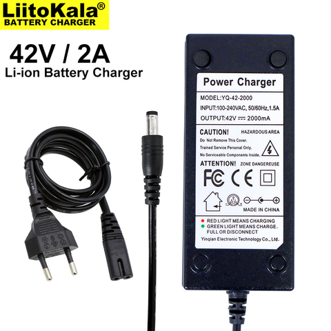 1-20 pièces Liitokala 36V chargeur de batterie sortie 42V 2A chargeur entrée 100-240VAC lithium ion chargeur pour 10S 36V vélo électrique ► Photo 1/5