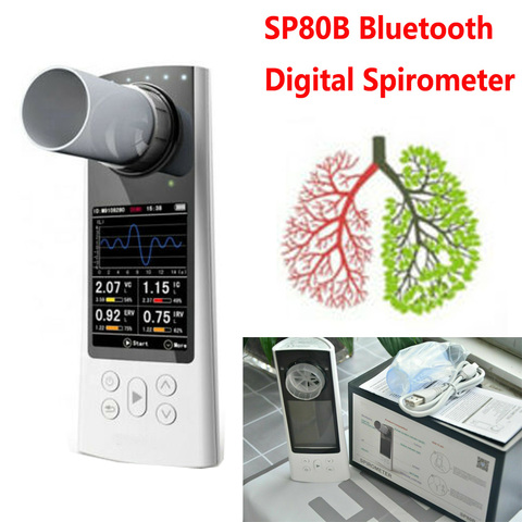 SP80B Bluetooth numérique spiromètre couleur affichage fonction pulmonaire respiration pulmonaire diagnostic USB Portable dispositif médical logiciel ► Photo 1/6