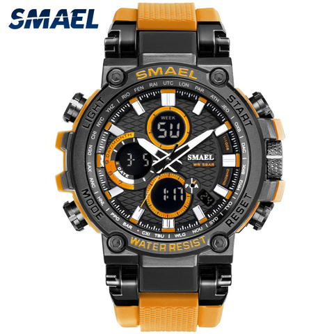 SMAEL 1803 Sport montre hommes montres étanche 5Bar double temps hommes montres militaires résistant aux chocs réveil montre homme ► Photo 1/6