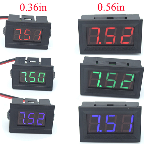 Voltmètre numérique Mini, 4.5V DC à 30V, voltmètre numérique, panneau de tension, compteur de tension, rouge/bleu/vert, moto et voiture ► Photo 1/6