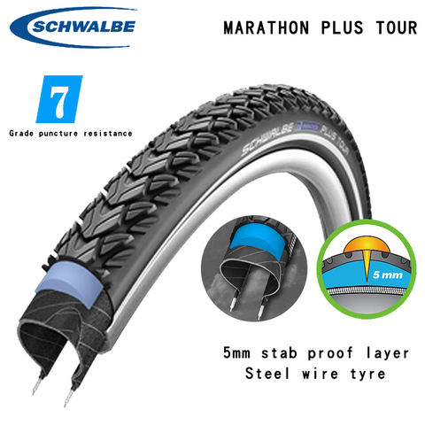 Schwalbe-pneu de voyage marathon plus, pneu de 26 pouces, résistant à la tige avec fil d'acier, 700x 35c 700X45C VTT ► Photo 1/6