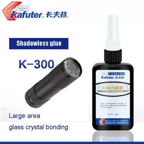 Kafuter-colle UV, colle adhésive à K-300 transparente, cristal et verre, avec lampe de poche UV, 50ml ► Photo 1/5