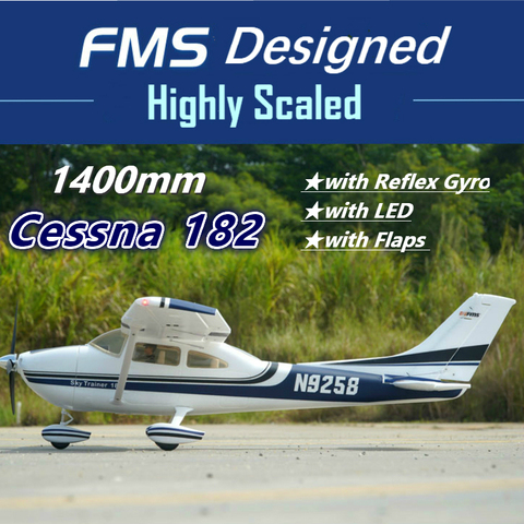 FMS RC Avion ciel formateur Cessna 182 1400mm 1.4m 5CH avec rabats LED Reflex gyroscope bleu PNP modèle Avion Avion débutant ► Photo 1/4