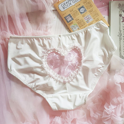 Japonais Sexy culottes sous-vêtements femmes Lingerie mignonne Kawaii coeur dentelle culotte Loli fille blanc string slips taille basse caleçon nouveau ► Photo 1/1