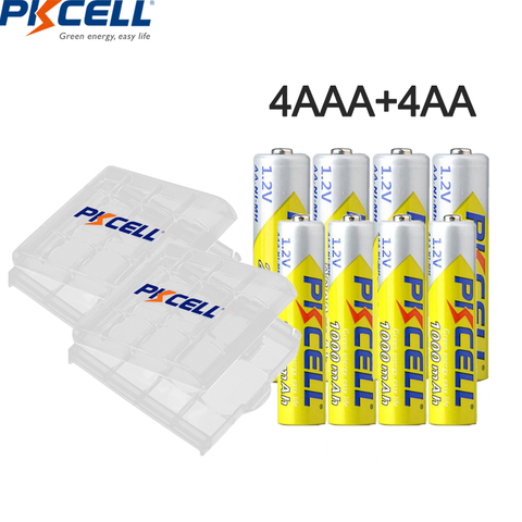 PKCELL – lot de 4 Batteries rechargeables AA 2600mAh et AAA 1000 V, 1.2V, NI-MH, AA/AAA, pour appareil photo et jouet ► Photo 1/6
