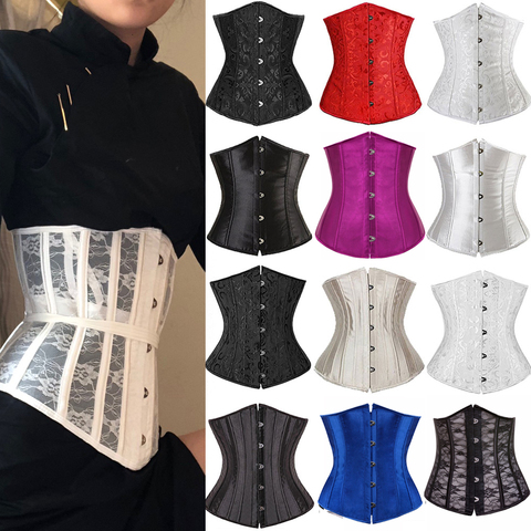 Sexy Corset Sous-Poitrine Femmes Gothique top Corset Minceur Taille Ceinture Basque Noir Blanc Rouge Corset Bustier grande taille Corselet 6XL ► Photo 1/6