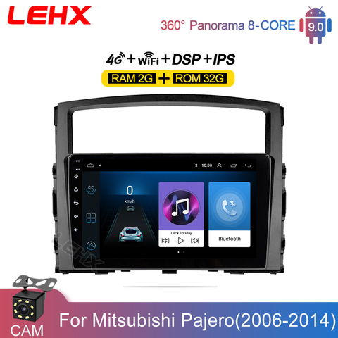 LEHX-lecteur multimédia vidéo et autoradio, Android 9.0, Navigation GPS, 2 din, pour Mitsubishi Pajero 4 V80, V90 2006-2014 ► Photo 1/6